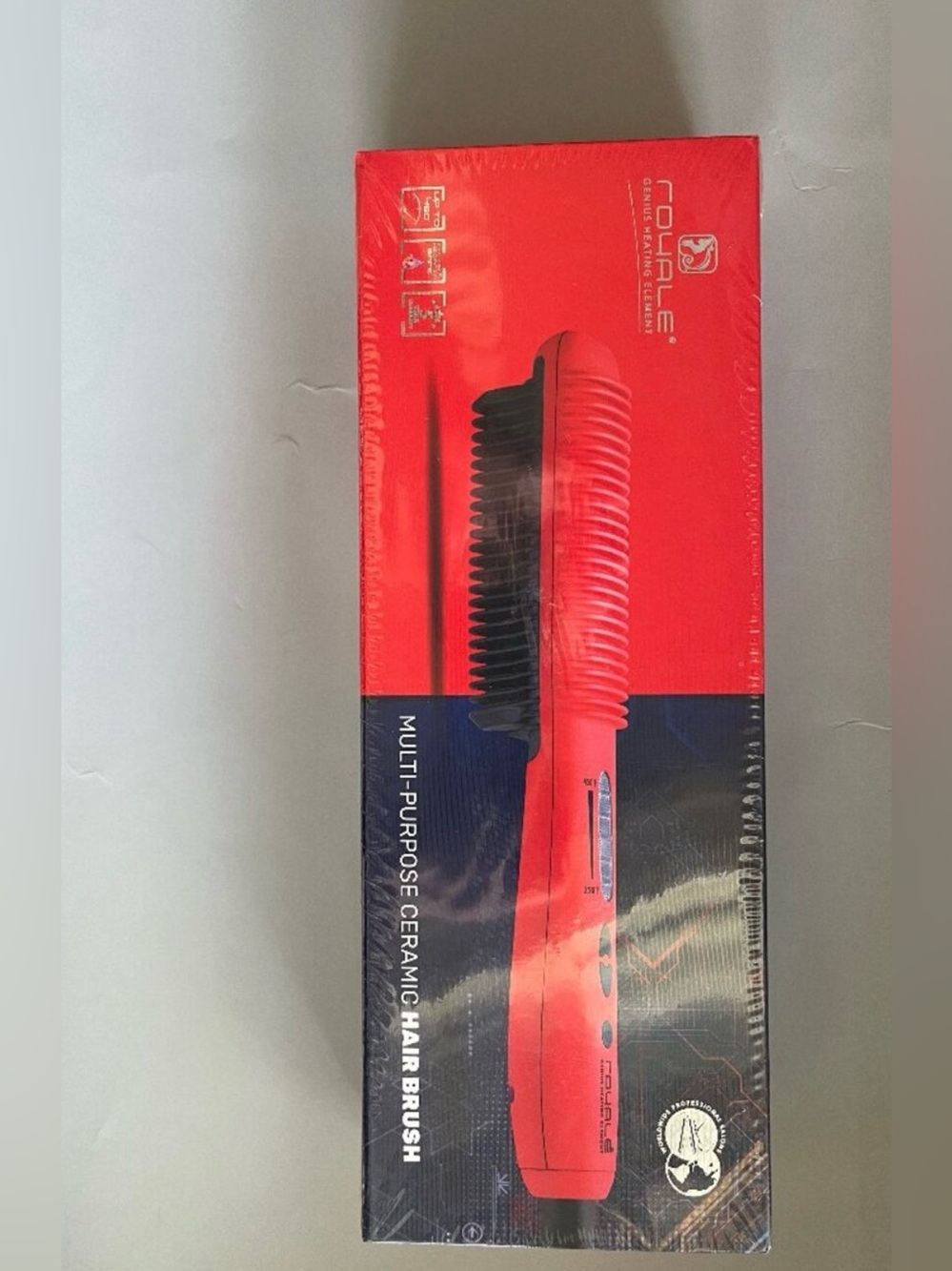 ROYALE Red Multi-Purpose Ceramic Straightener Hair Brush Genius Heating Element